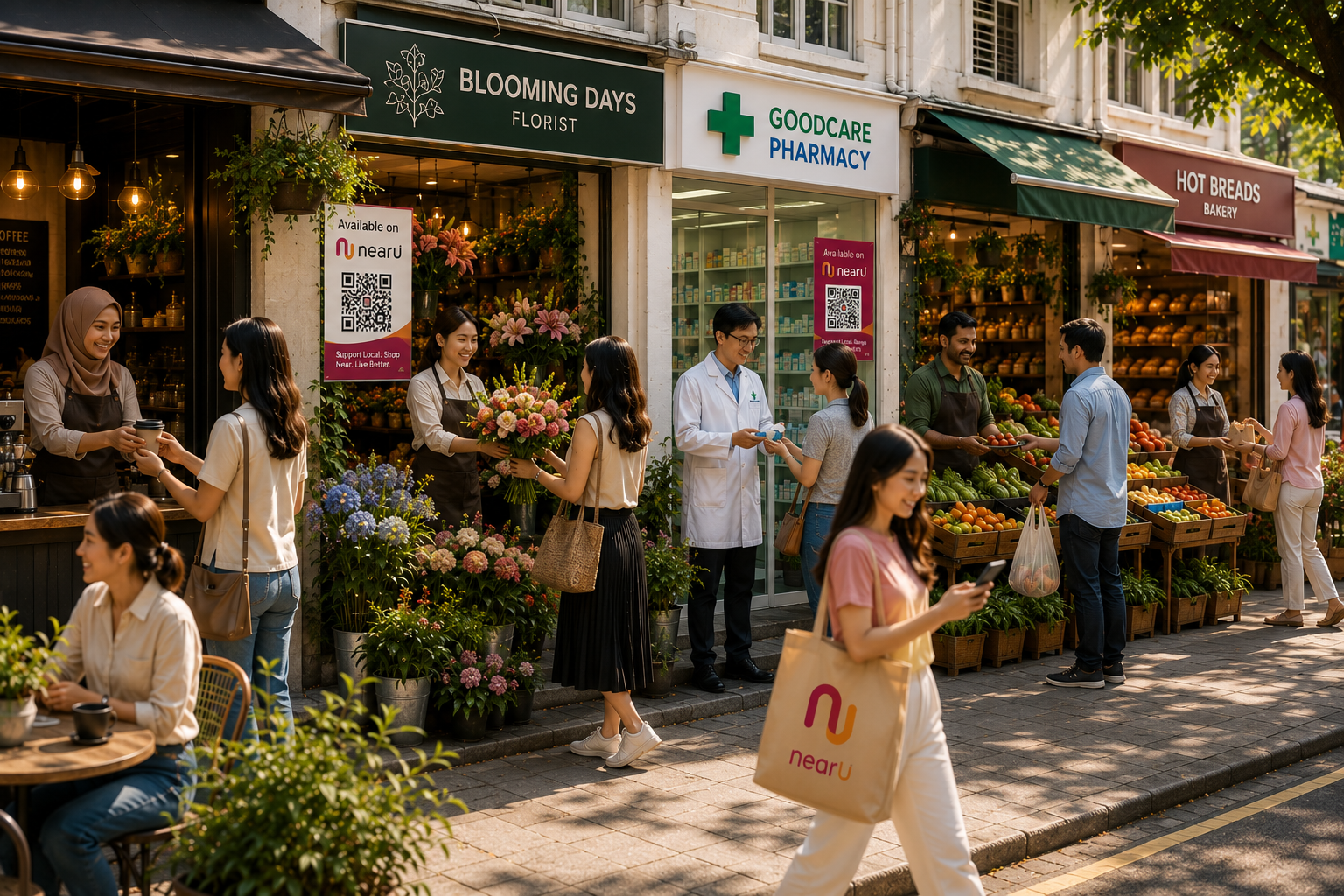 Neighbourhood shops connected with nearby customers