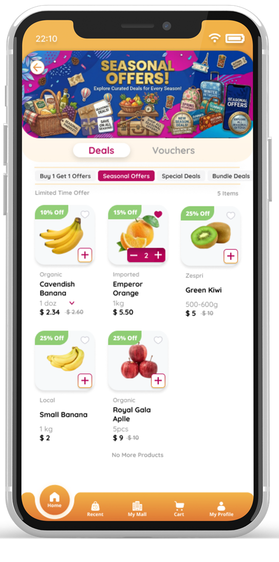 Seasonal offers screen