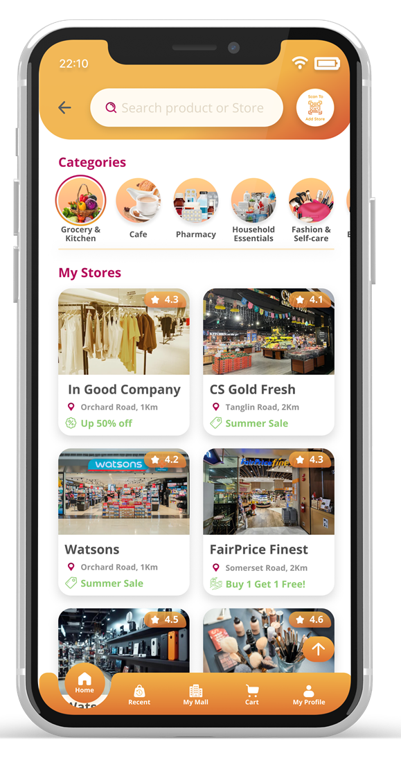 NearU customer storefront discovery screen