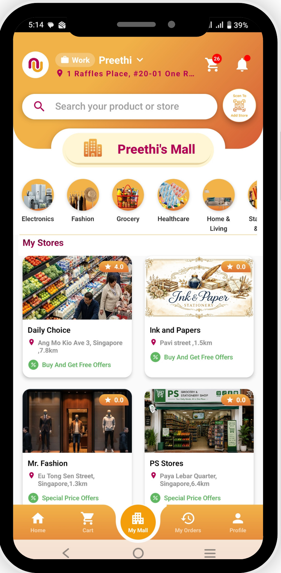 NearU customer MyMall mobile screen