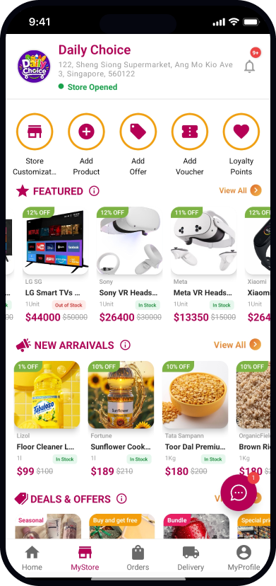 NearU merchant store mobile screen